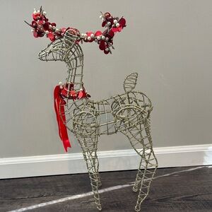 Pier 1 Gold Glitter Wire Standing 22" Reindeer Holiday Christmas Decor